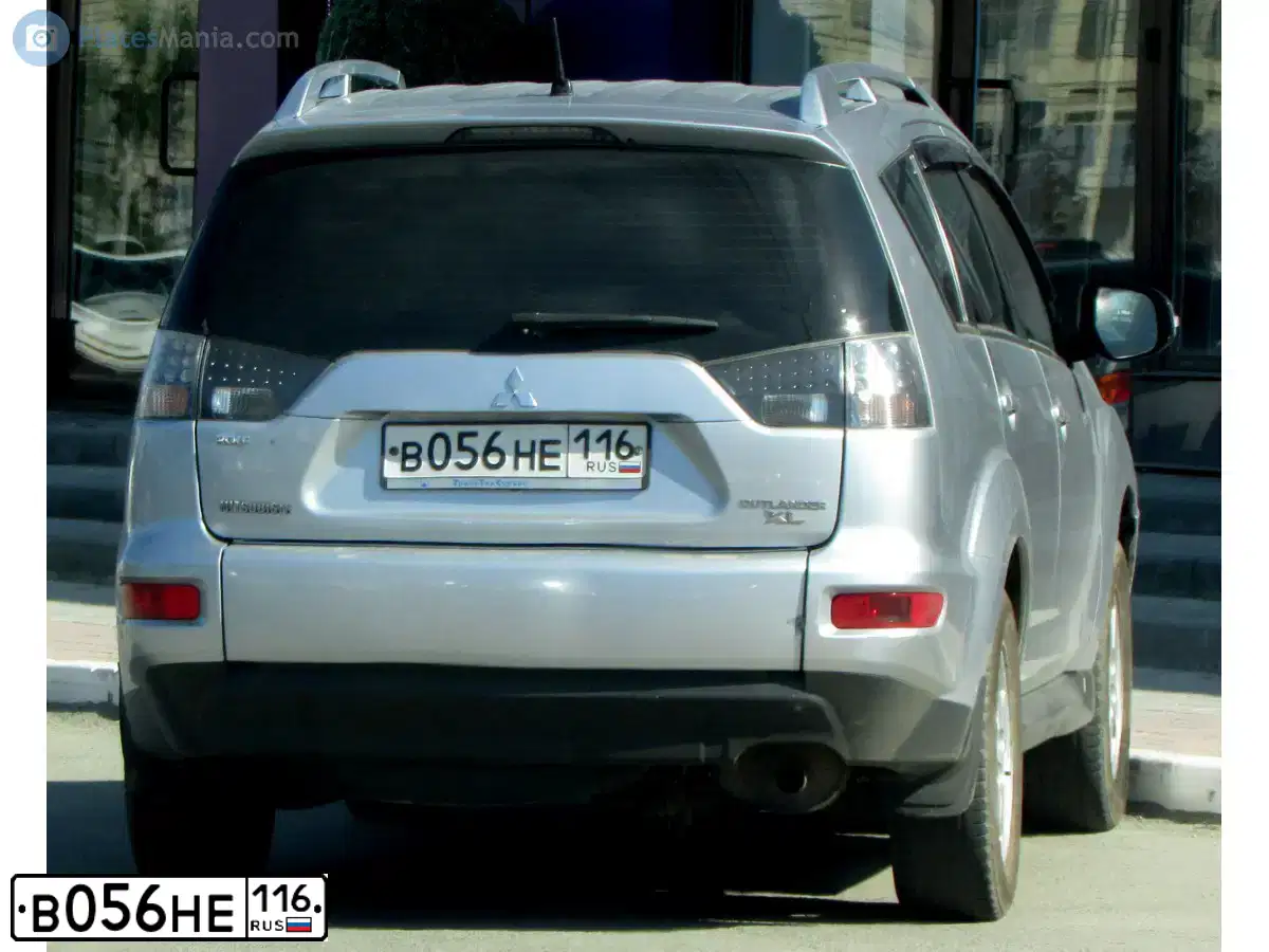 Фото автомобиля MITSUBISHI OUTLANDER, 2010 — госномер В056НЕ116. Цвет: серебристый