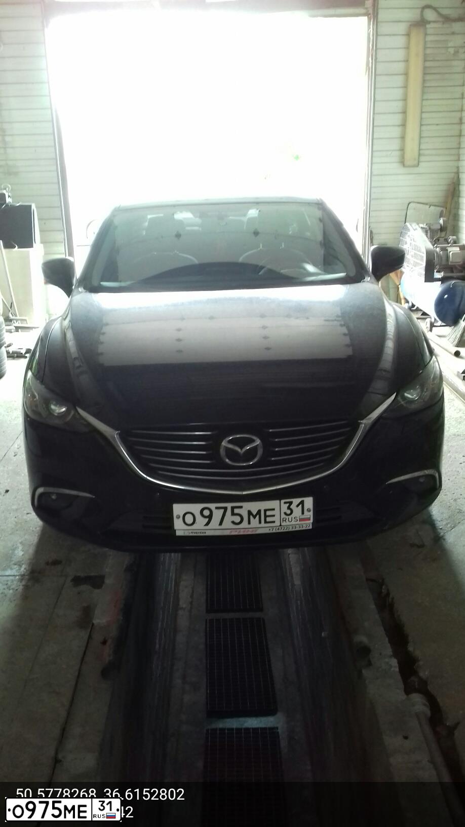 Фото автомобиля MAZDA 6, 2017 — госномер В553НХ124. Цвет: ЧЕРНЫЙ