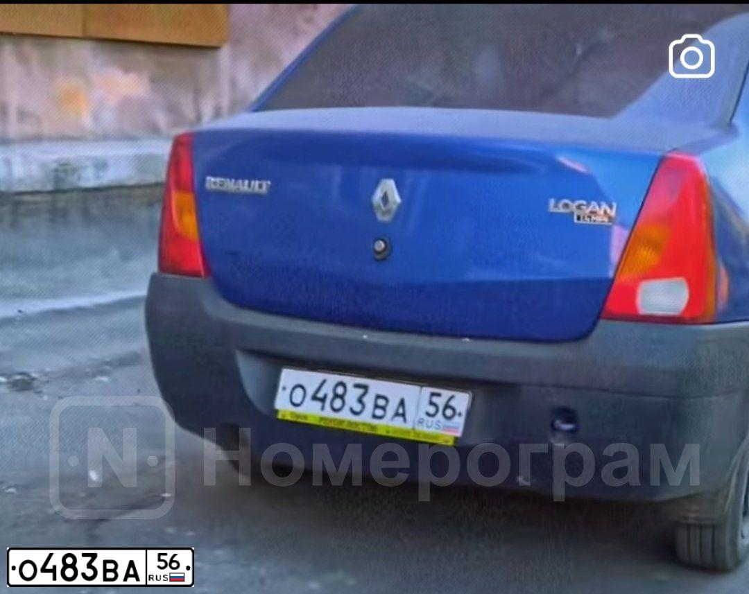 Фото автомобиля RENAULT LOGAN, 2007 — госномер О483ВА56. Цвет: СИНИЙ МЕТАЛЛИК
