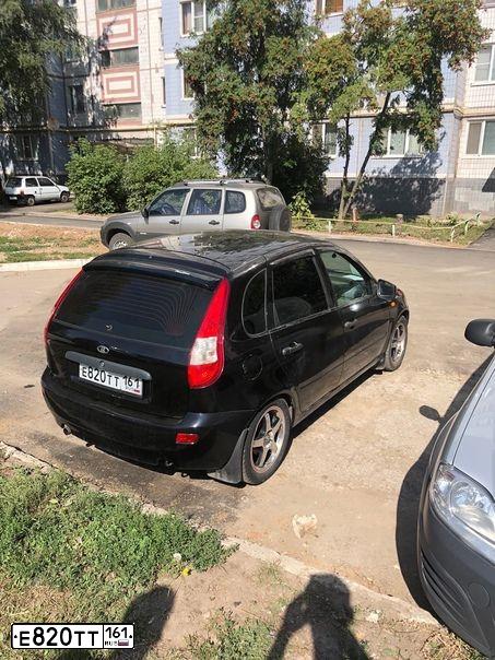 Фото автомобиля LADA 1119 KALINA, 2012 — госномер У002МК161. Цвет: Сине-Черный
