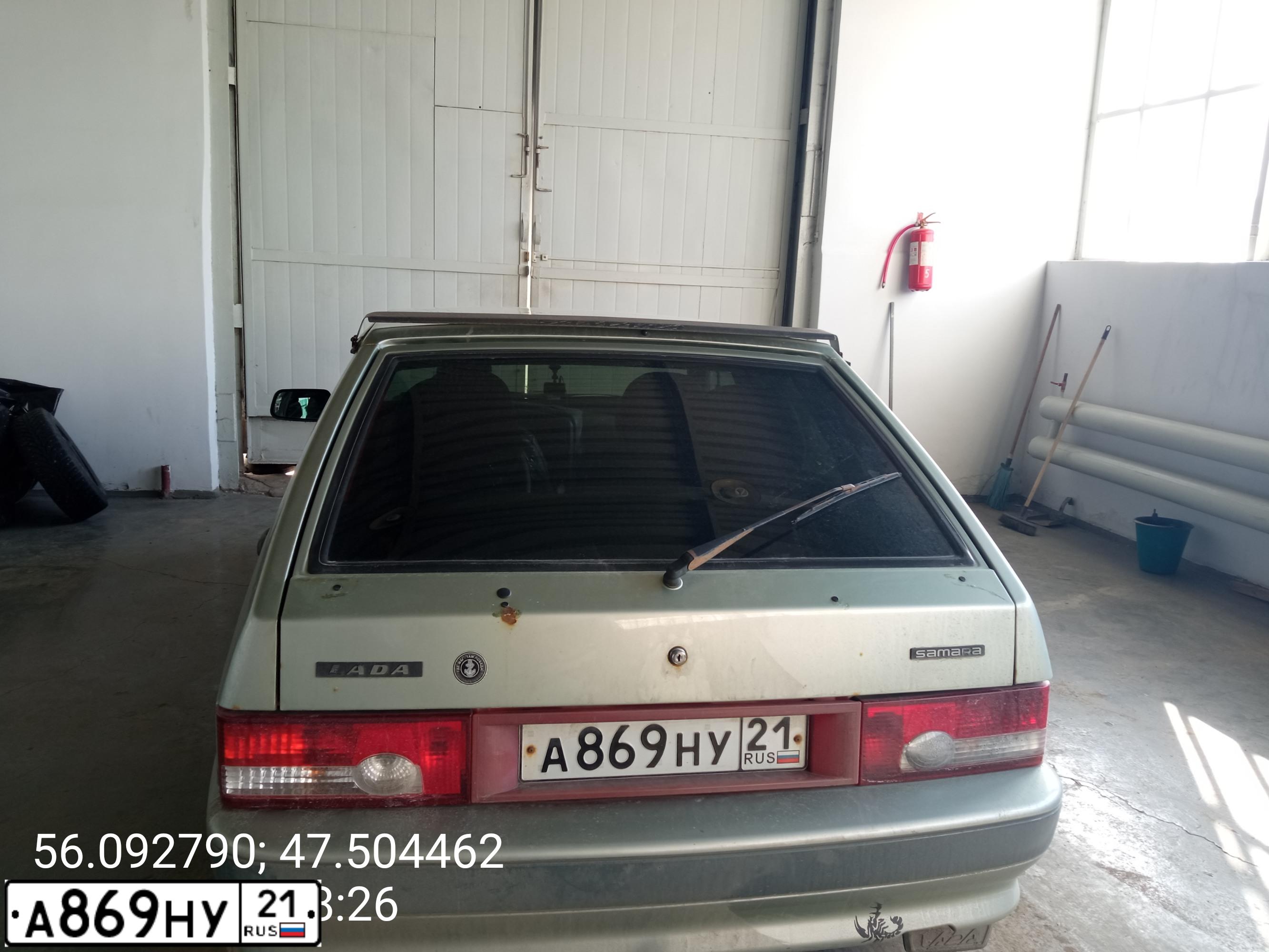 Фото автомобиля LADA 2114 SAMARA, 2007 — госномер А869НУ21. Цвет: БЕЛО-ЗЕЛЕНЫЙ