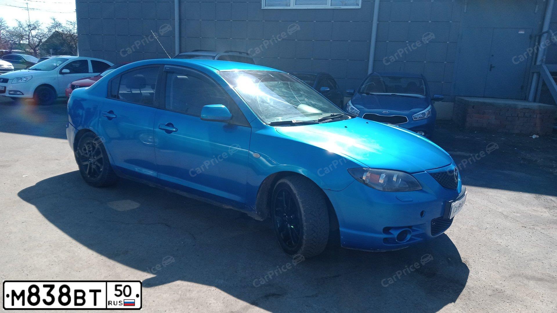 Фото автомобиля MAZDA 3, 2005 — госномер М838ВТ50. Цвет: СВЕТЛО-СИНИЙ