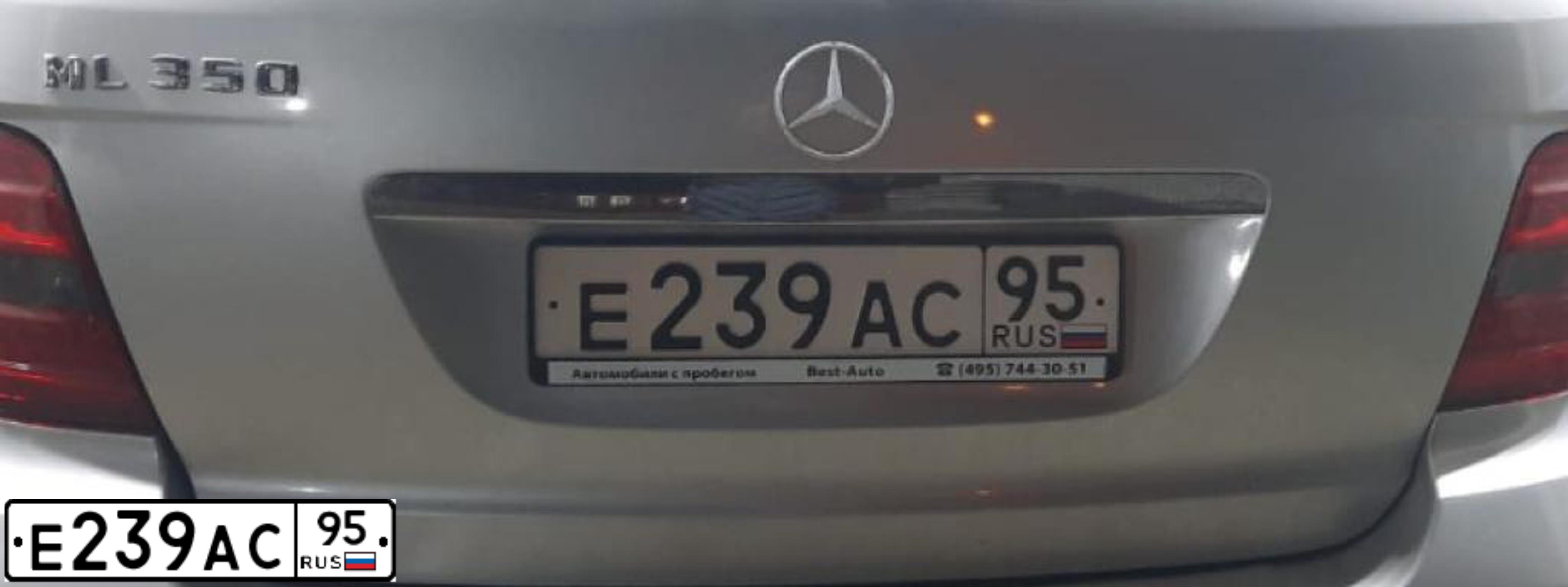 Фото автомобиля MERCEDES M-KLASSE, 2005 — госномер Е239АС95. Цвет: Белый