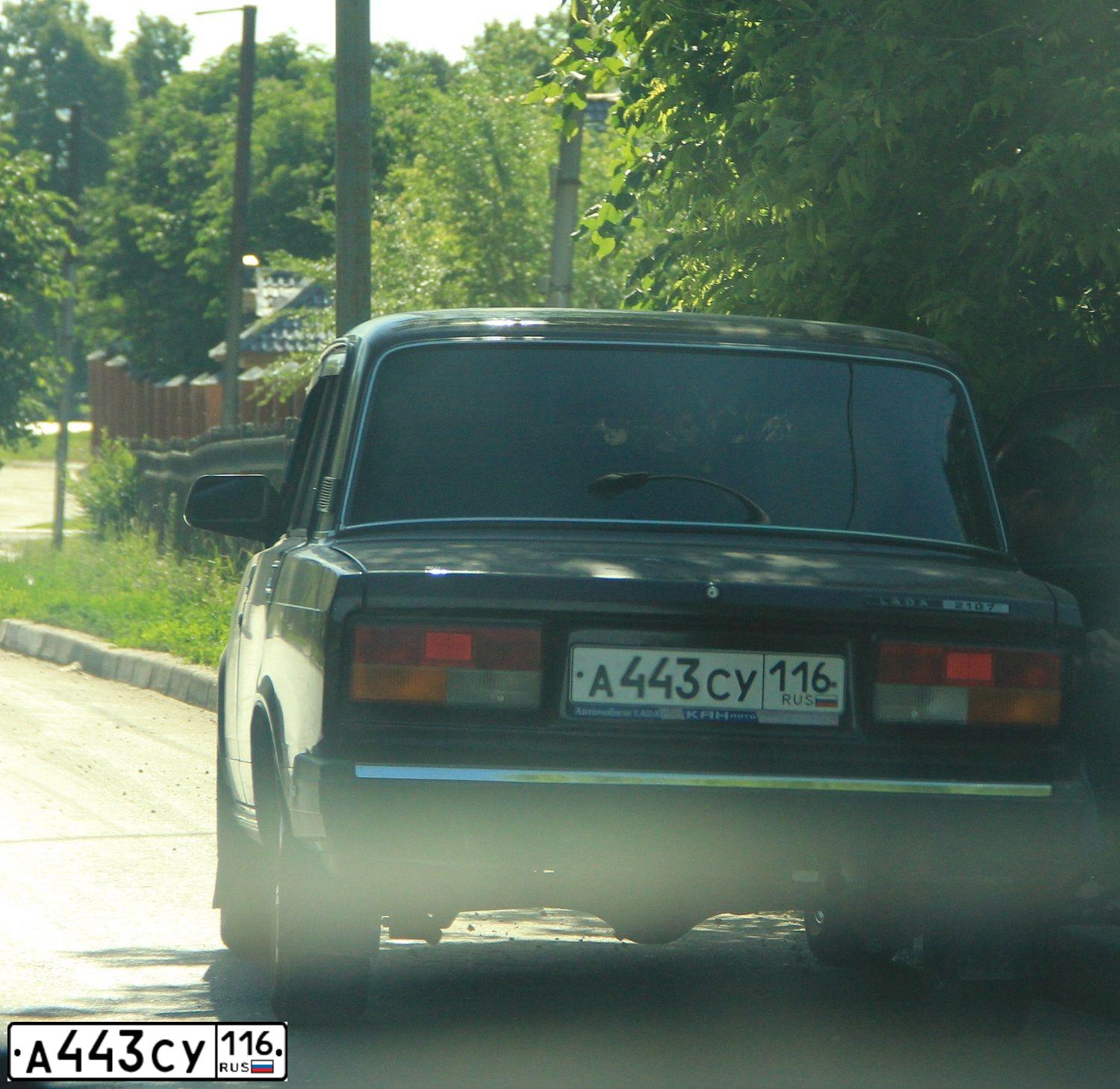 Фото автомобиля LADA 2107, 2007 — госномер А443СУ116. Цвет: ТЕМНО-ВИШНЕВЫЙ