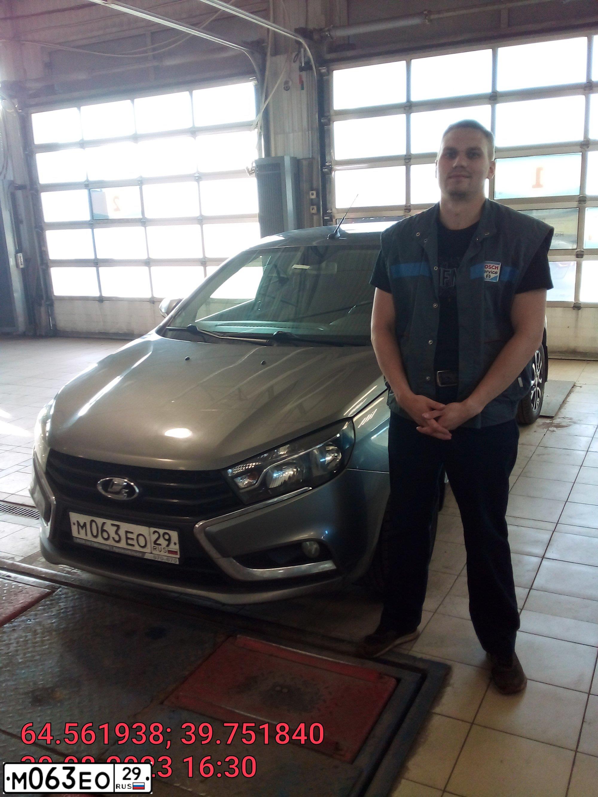 Фото автомобиля LADA VESTA, 2016 — госномер М063ЕО29. Цвет: СЕРЫЙ