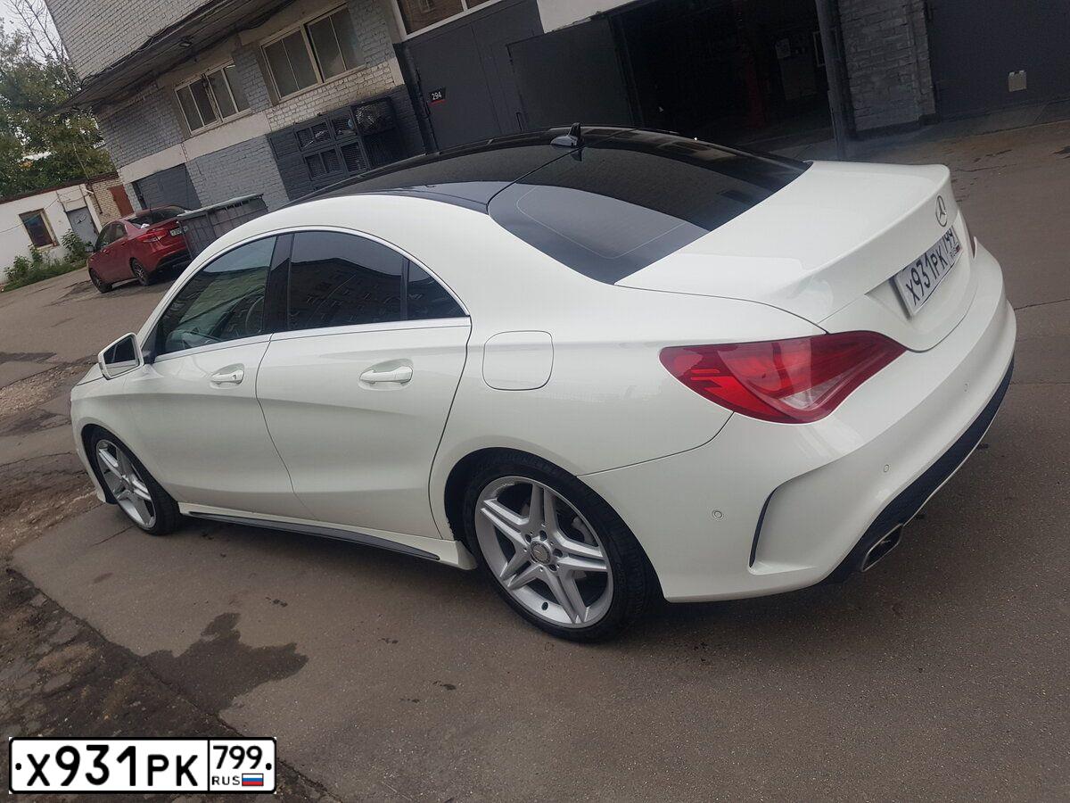 Фото автомобиля MERCEDES-BENZ CLA200, 2013 — госномер У432РР48. Цвет: Белый