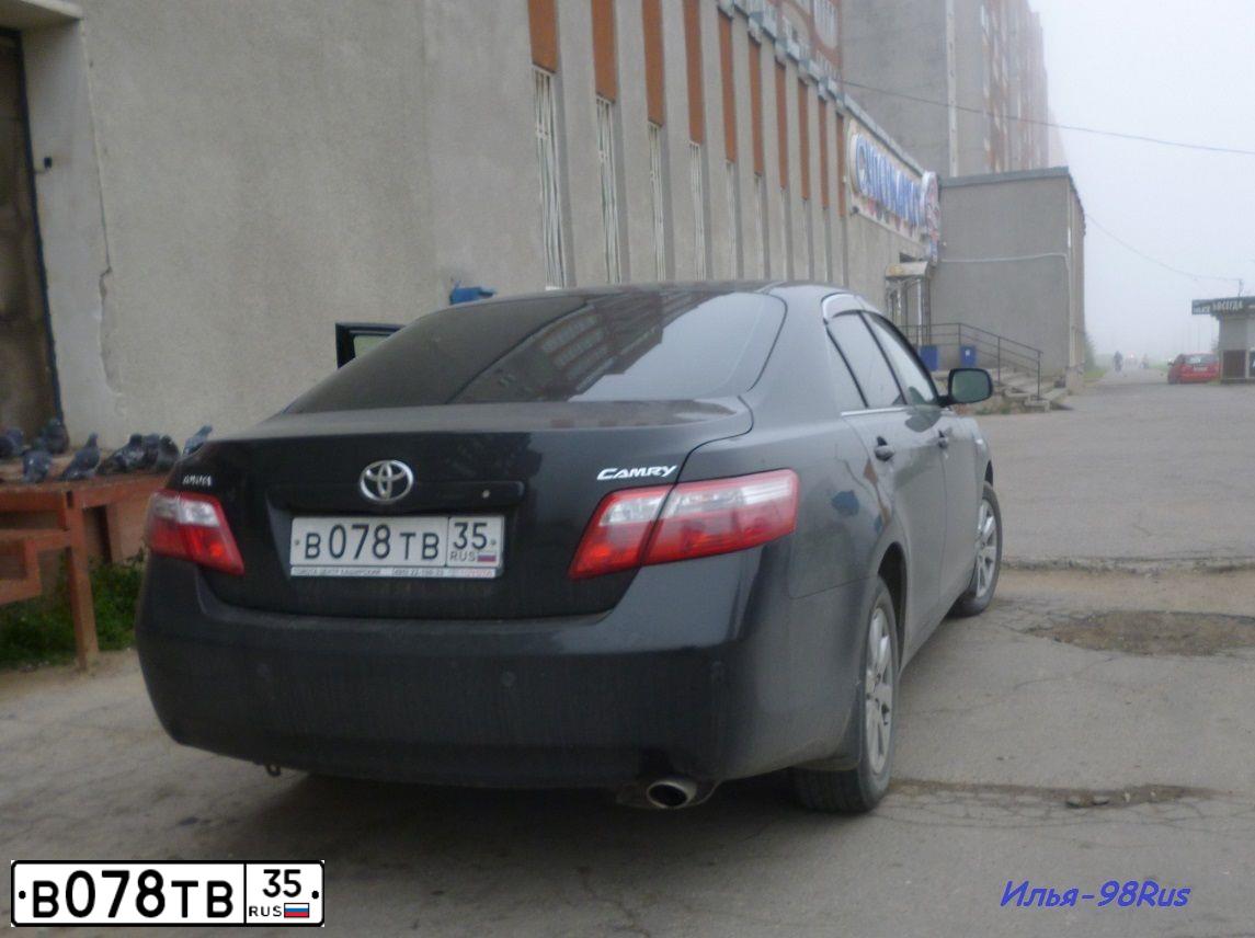 Фото автомобиля TOYOTA CAMRY, 2008 — госномер В078ТВ35. Цвет: ЧЕРНЫЙ