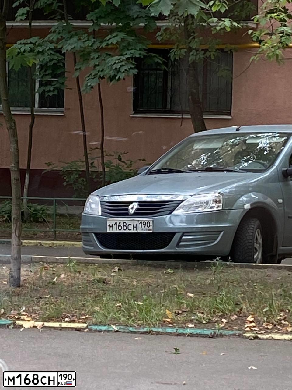Фото автомобиля RENAULT LOGAN, 2011 — госномер М168СН190. Цвет: СИНИЙ