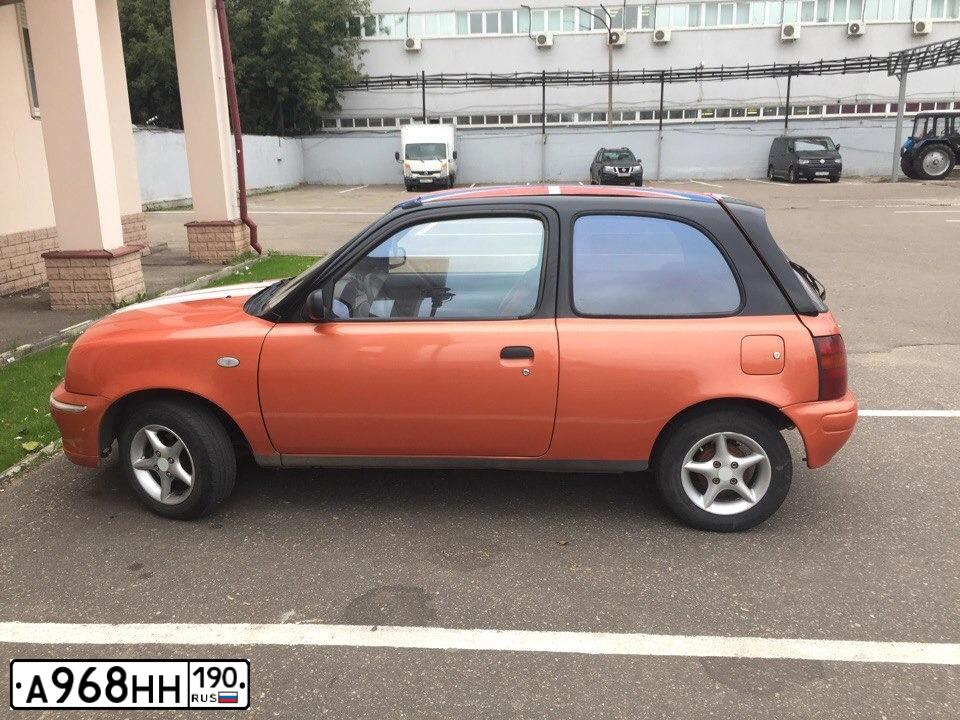 Фото автомобиля NISSAN MICRA, 1997 — госномер Е739АЕ164. Цвет: Коричневый