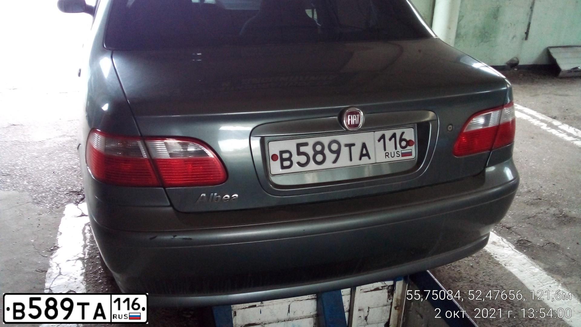 Фото автомобиля FIAT ALBEA, 2010 — госномер В589ТА116. Цвет: СЕРЫЙ ХРОНО