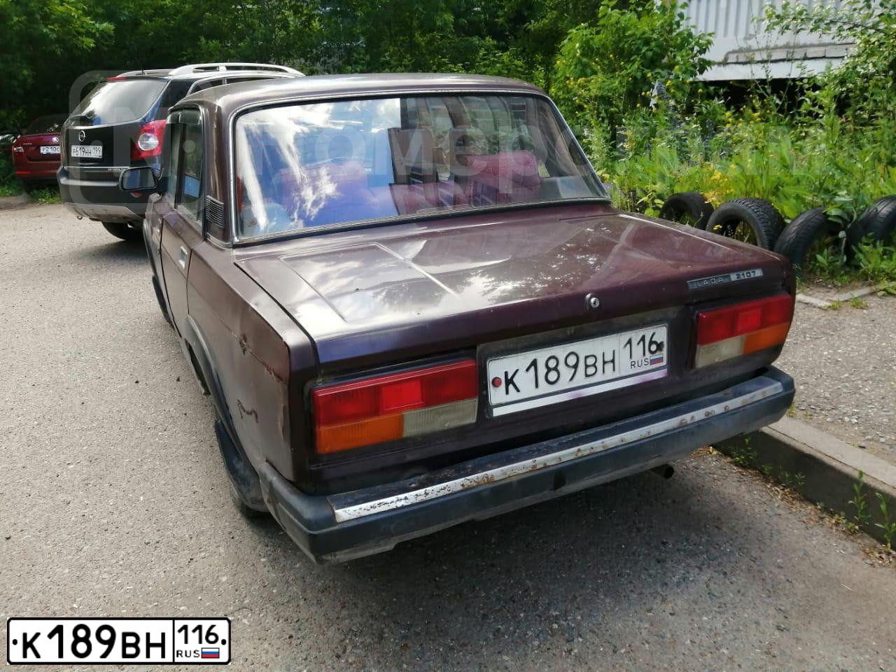 Фото автомобиля LADA 2107, 2008 — госномер К189ВН116. Цвет: ТЕМНО-ВИШНЕВЫЙ