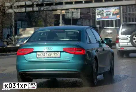 Фото автомобиля AUDI A4, 2012 — госномер К031ХР197. Цвет: ЗЕЛЕНЫЙ