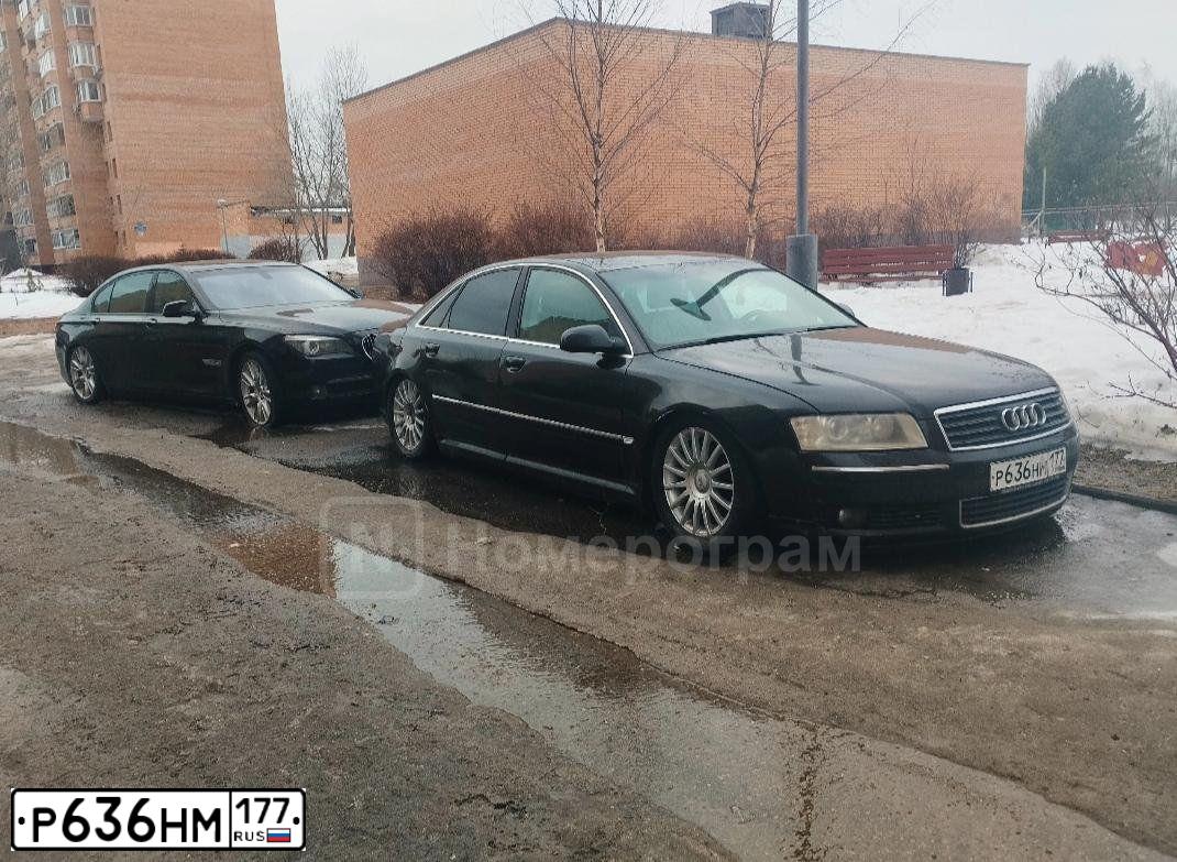 Фото автомобиля AUDI A8, 2003 — госномер Р636НМ177. Цвет: ЧЕРНЫЙ