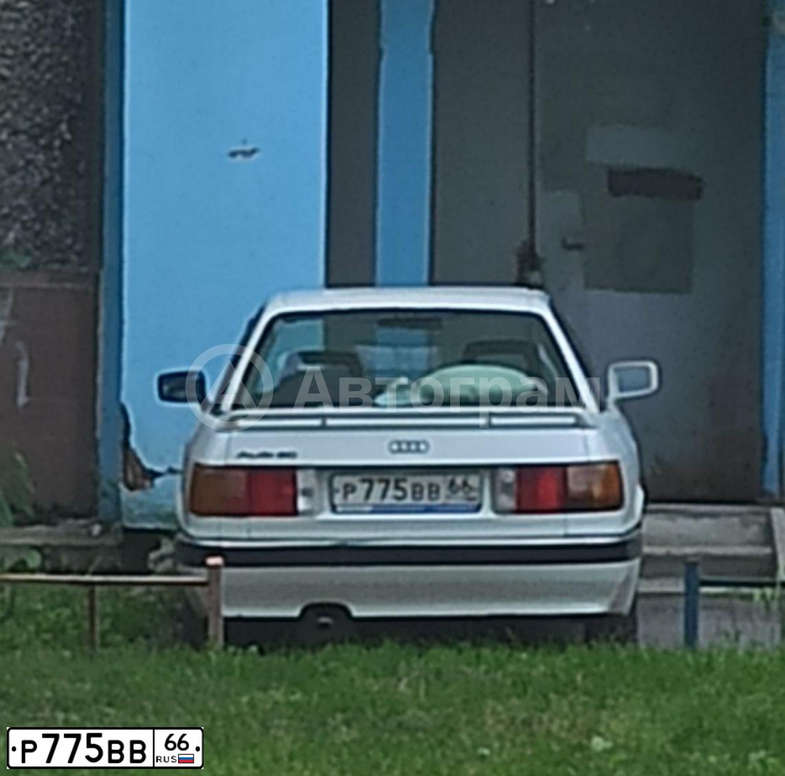 Фото автомобиля AUDI I 90, 1988 — госномер Р775ВВ66. Цвет: Белый