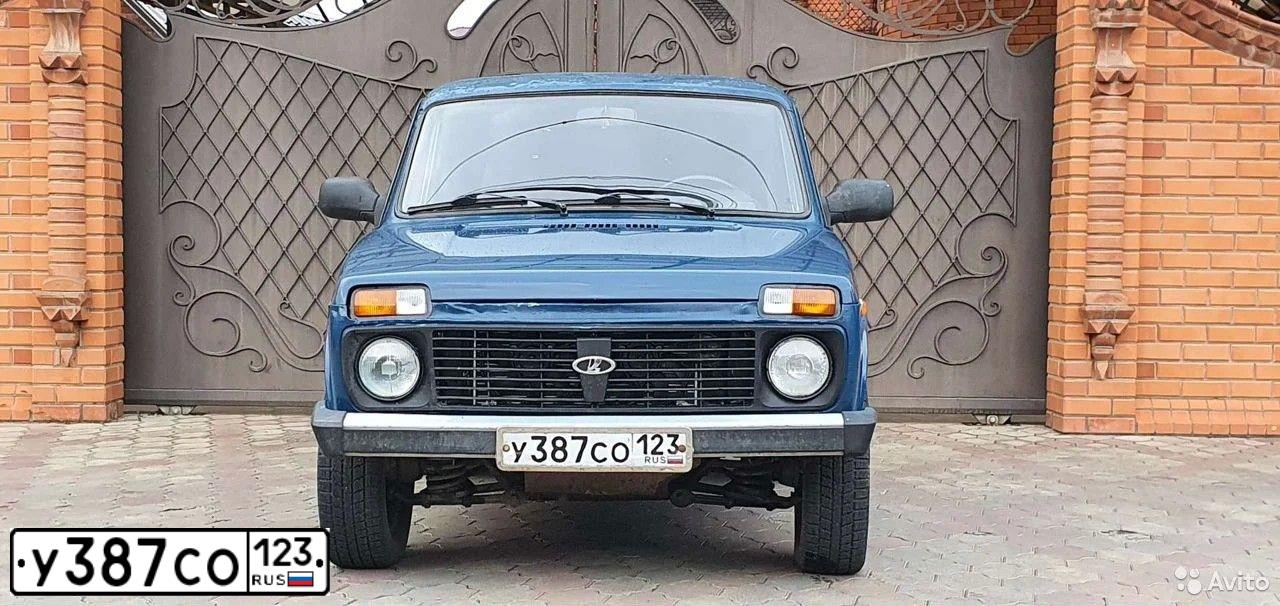 Фото автомобиля LADA 2121 NIVA, 2012 — госномер У387СО123. Цвет: сине-зеленый