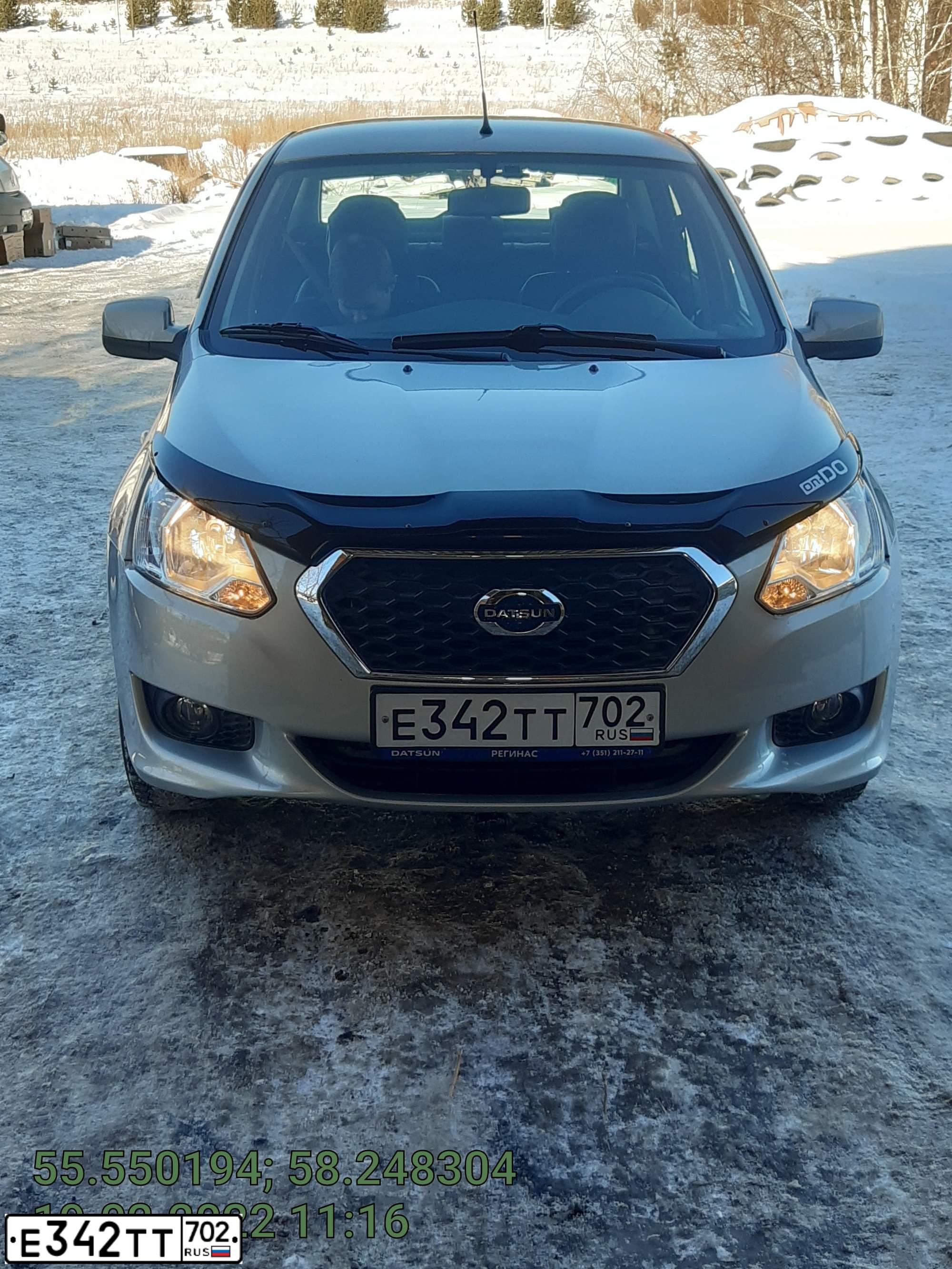 Фото автомобиля DATSUN ON-DO, 2017 — госномер Е342ТТ702. Цвет: Серебристый