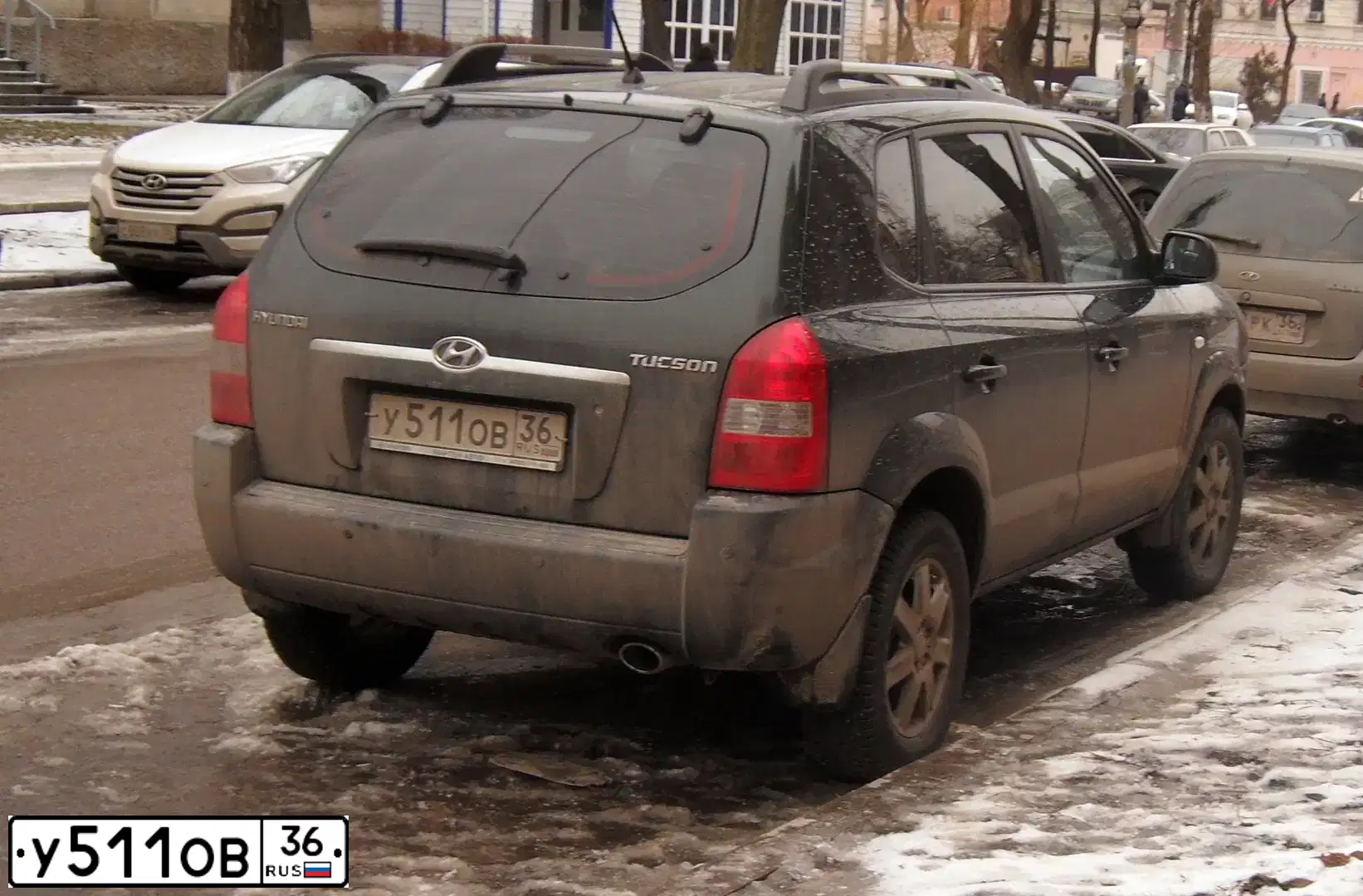 Фото автомобиля HYUNDAI TUCSON, 2007 — госномер У511ОВ36. Цвет: ТЕМНО-ЗЕЛЕНЫЙ