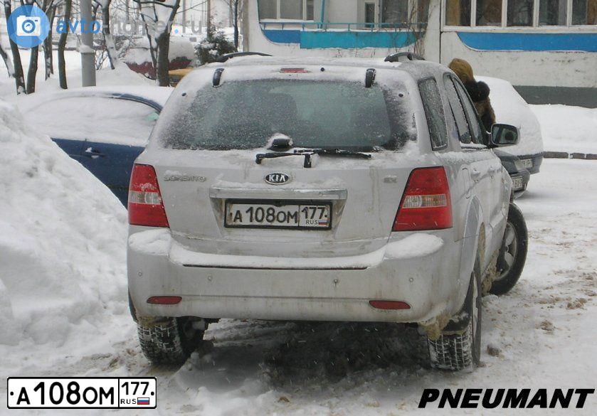 Фото автомобиля KIA SORENTO, 2006 — госномер А108ОМ177. Цвет: СВЕТЛО-СЕРЫЙ