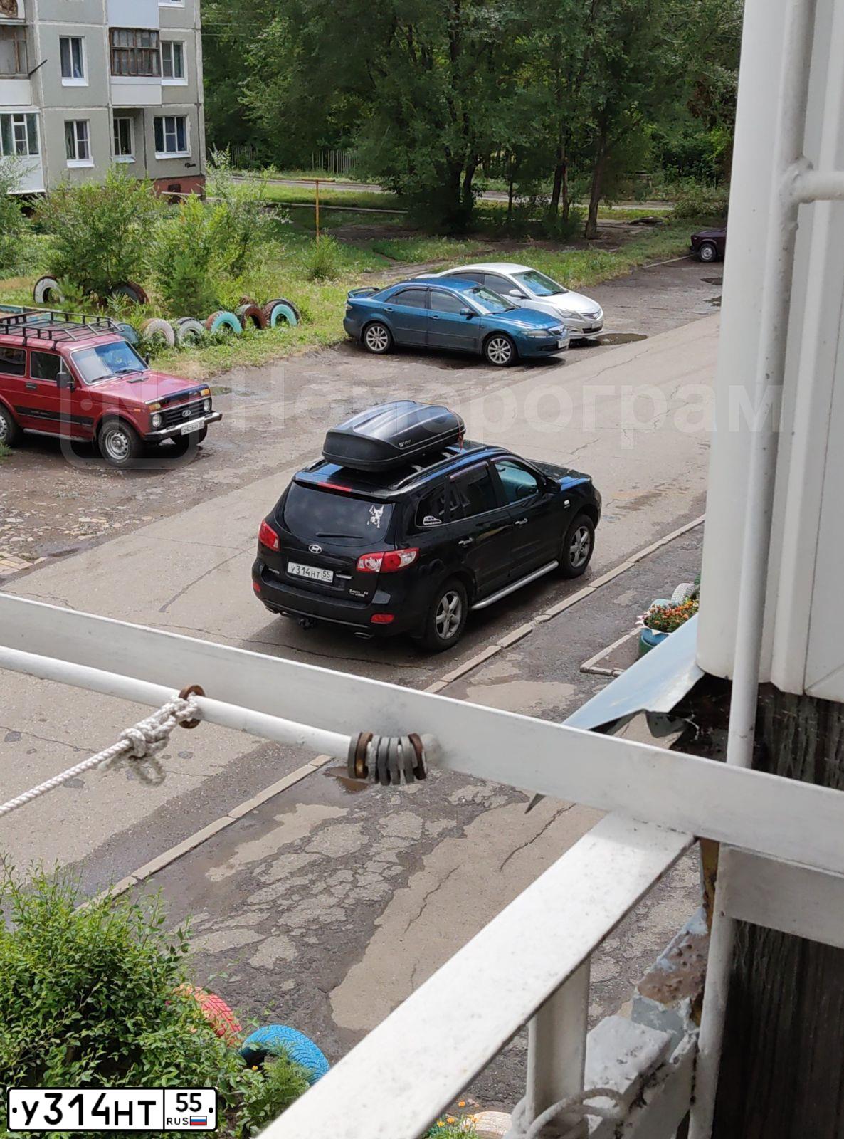Фото автомобиля HYUNDAI SANTA FE, 2007 — госномер У314НТ55. Цвет: ЧЕРНЫЙ