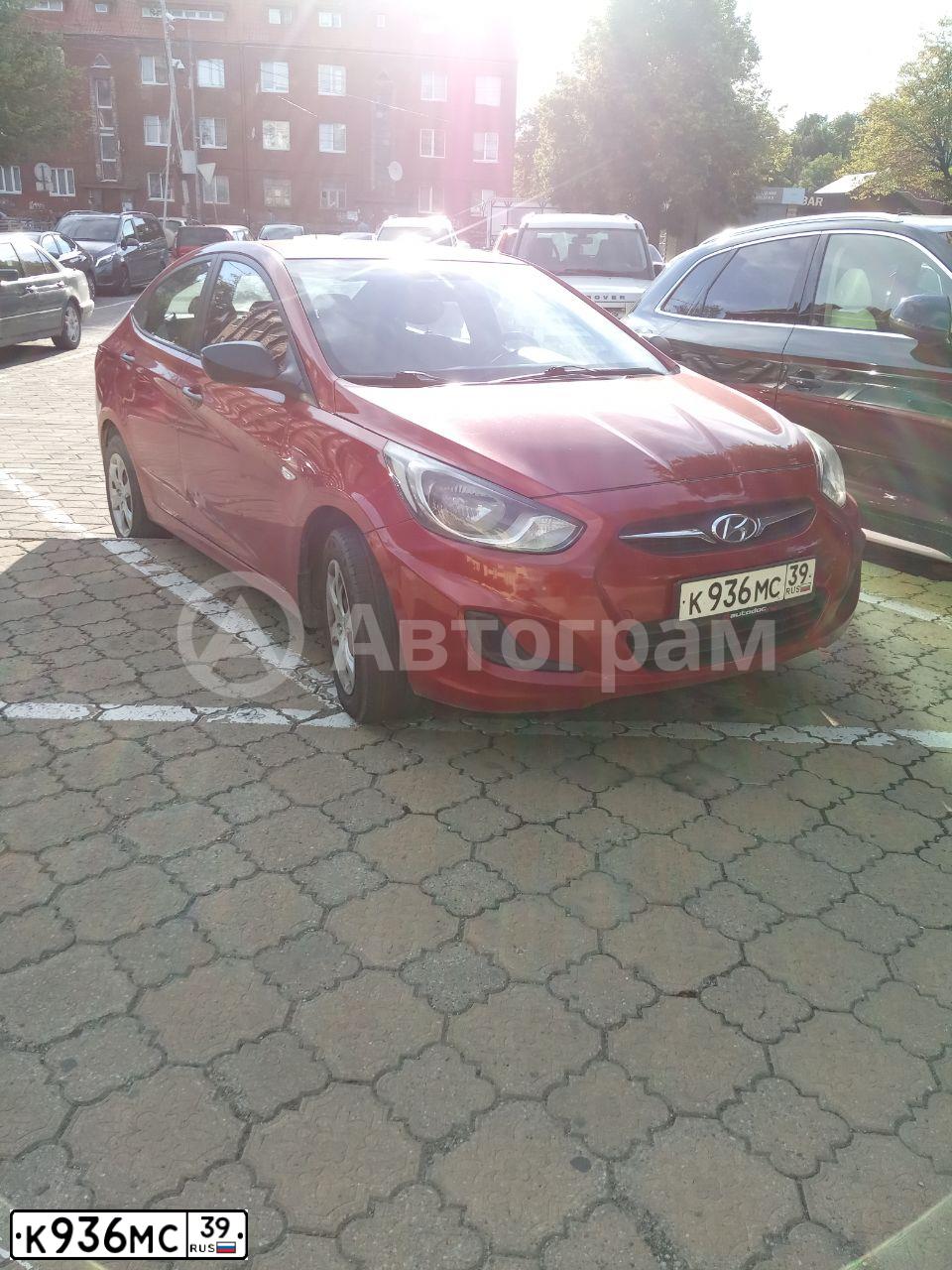 Фото автомобиля HYUNDAI SOLARIS, 2011 — госномер К936МС39. Цвет: КРАСНЫЙ ГРАНАТ