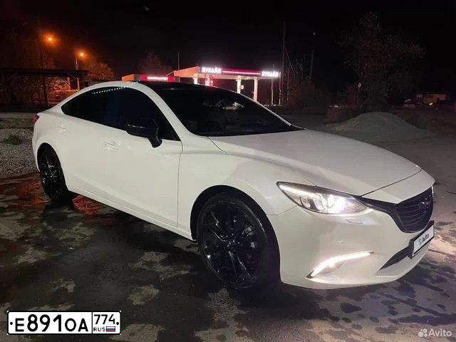Фото автомобиля MAZDA 6, 2015 — госномер Е891ОА774. Цвет: Белый/черный