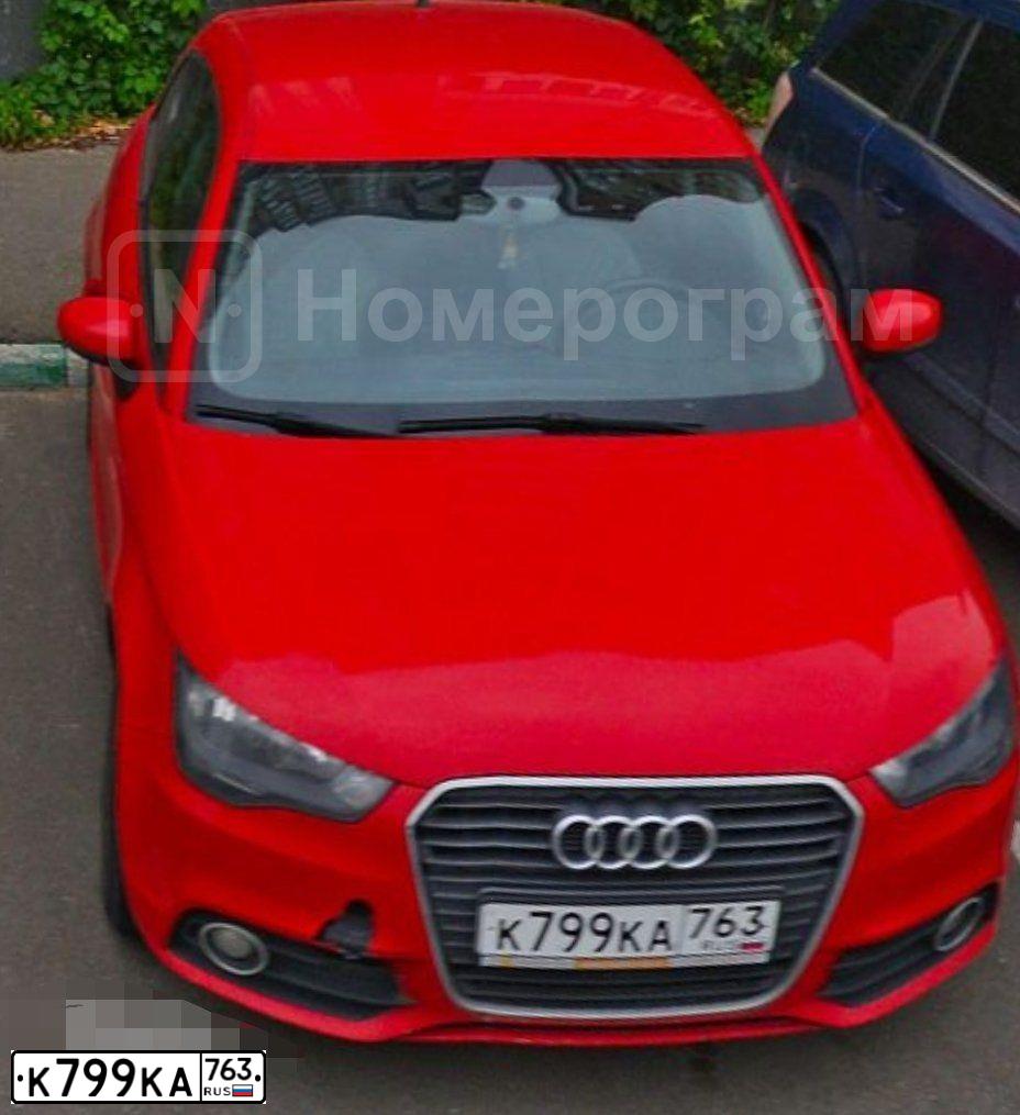 Фото автомобиля AUDI A1, 2010 — госномер К799КА763. Цвет: Красный