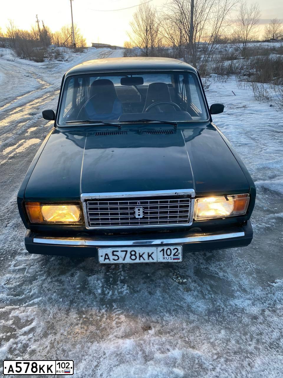 Фото автомобиля LADA 2107, 2007 — госномер А578КК102. Цвет: Темно-зеленый