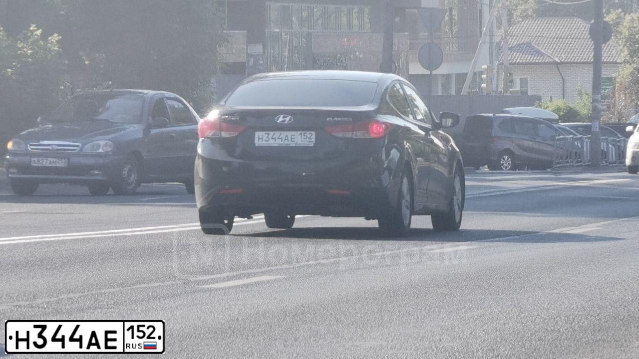 Фото автомобиля HYUNDAI ELANTRA, 2011 — госномер Н344АЕ152. Цвет: ЧЕРНЫЙ