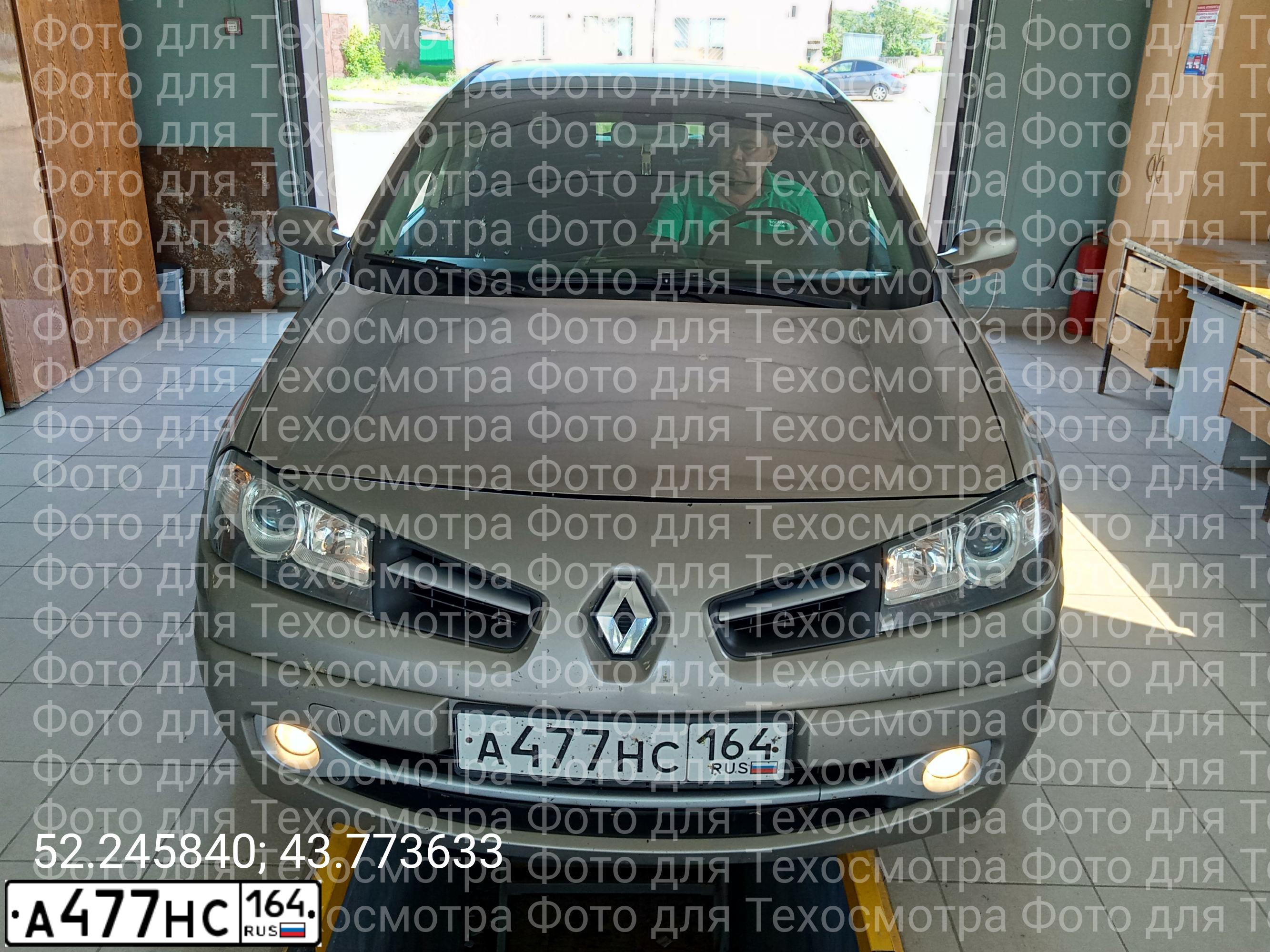 Фото автомобиля RENAULT MEGANE, 2009 — госномер А477НС164. Цвет: БЕЖЕВЫЙ