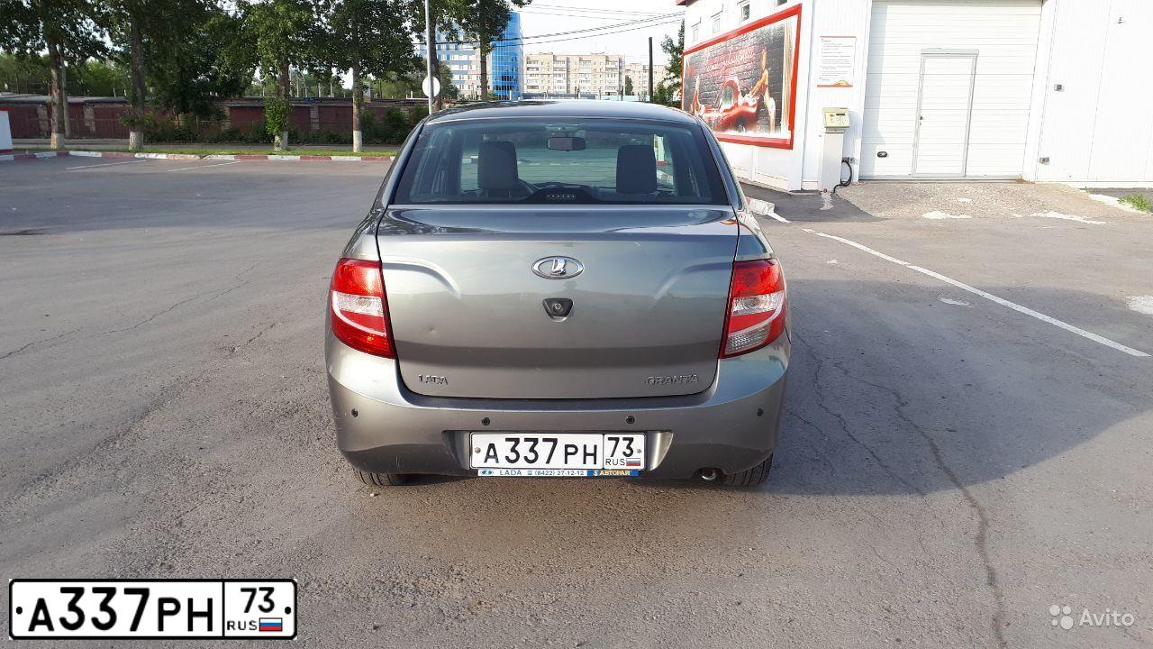 Фото автомобиля LADA 2190 GRANTA, 2012 — госномер А337РН73. Цвет: Темно-серый металлик