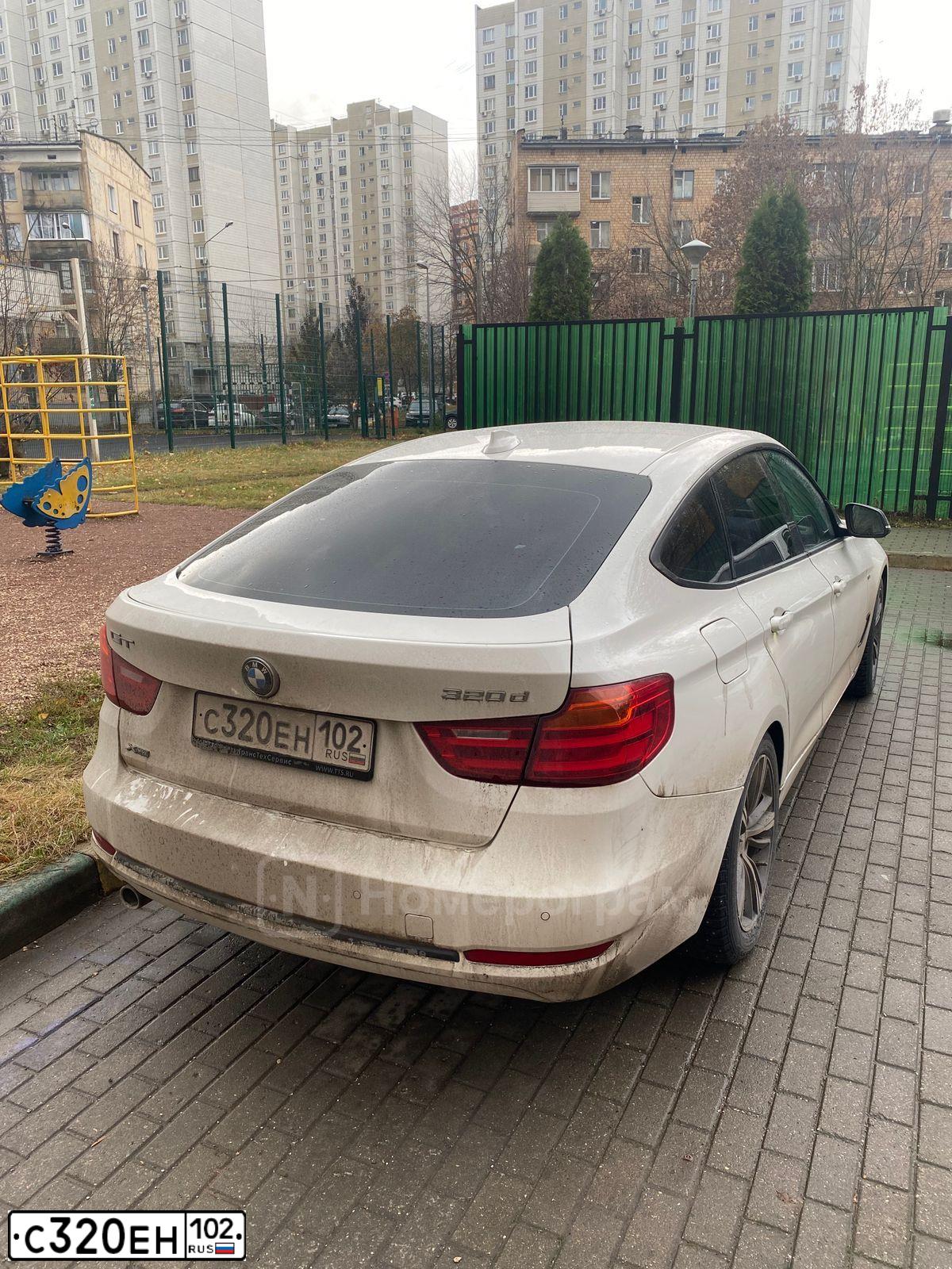 Фото автомобиля BMW SERIE 3 GT, 2014 — госномер С320ЕН102. Цвет: БЕЛЫЙ