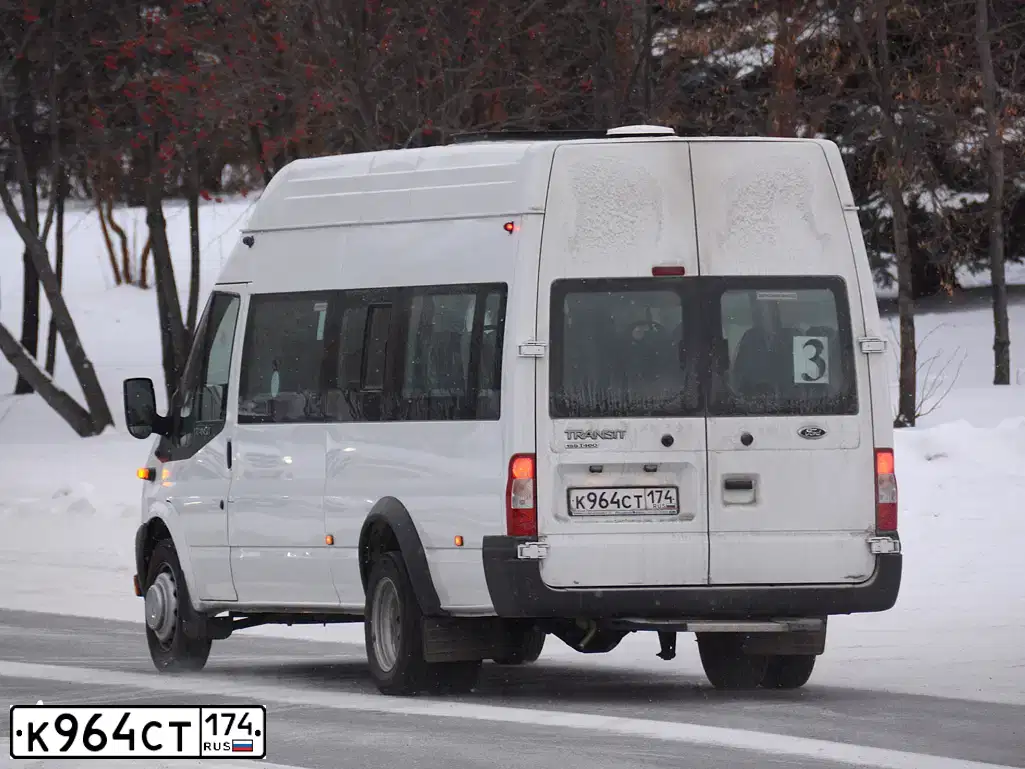 Фото автомобиля FORD TRANSIT, 2014 — госномер К964СТ174. Цвет: БЕЛЫЙ