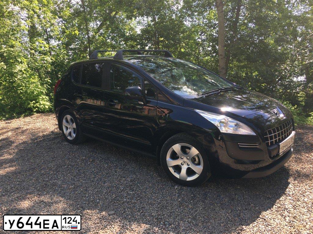 Фото автомобиля PEUGEOT 3008, 2011 — госномер У644ЕА124. Цвет: ЧЕРНЫЙ