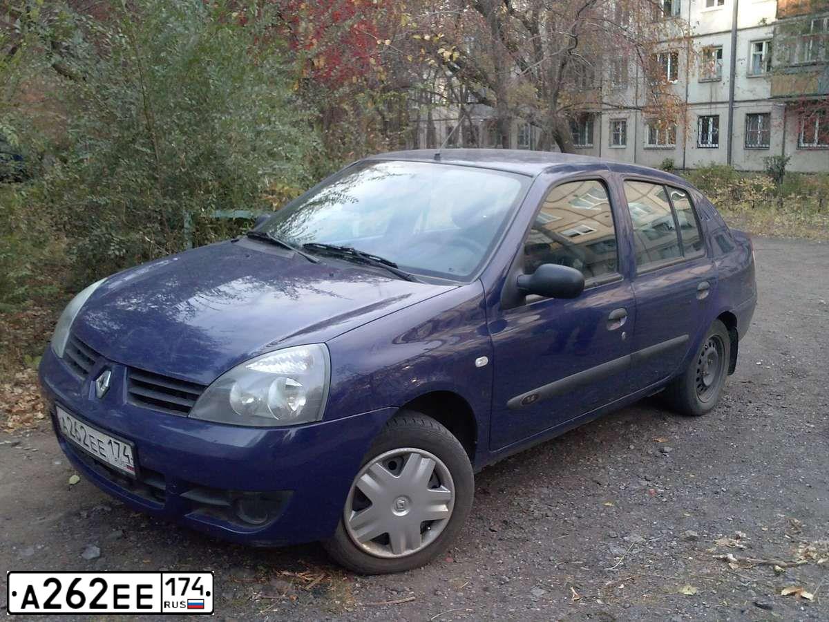 Фото автомобиля RENAULT SYMBOL, 2008 — госномер А262ЕЕ174. Цвет: ТЕМНО-СИНИЙ