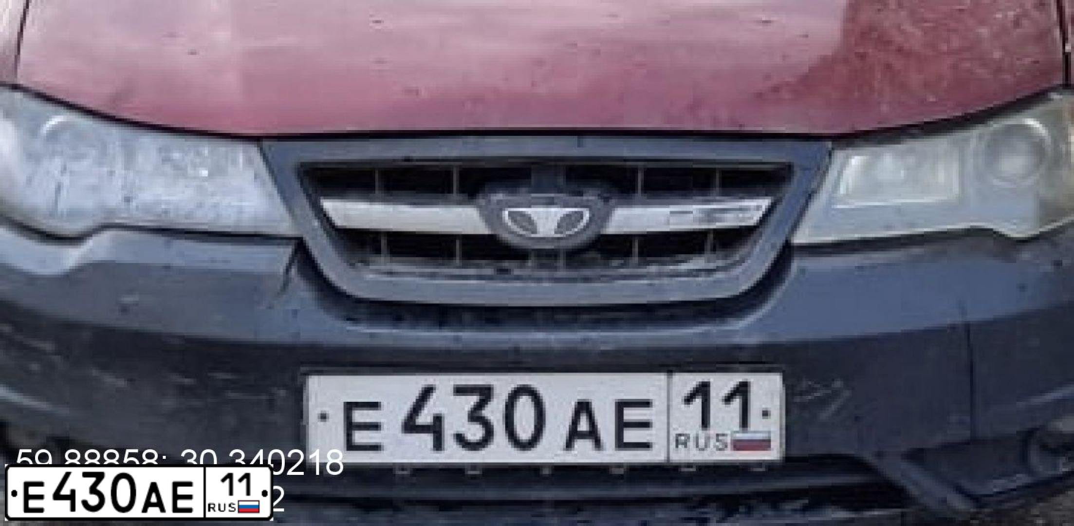 Фото автомобиля DAEWOO NEXIA, 2010 — госномер Е430АЕ11. Цвет: СПЕЛАЯ ВИШНЯ