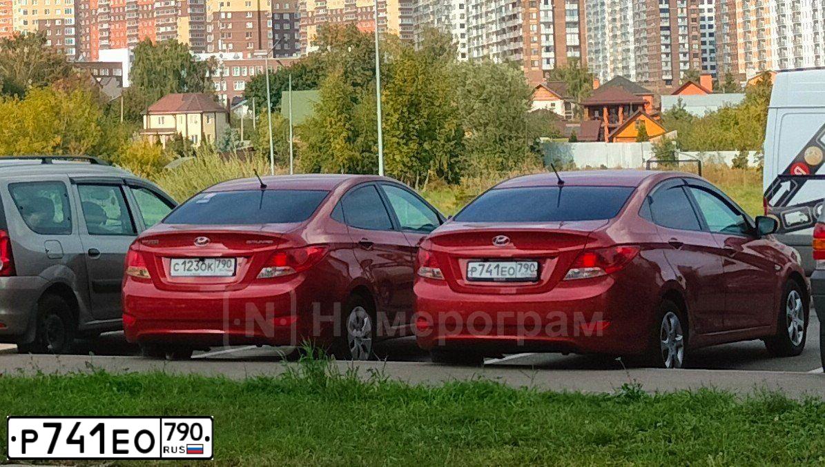 Фото автомобиля HYUNDAI SOLARIS, 2012 — госномер Р741ЕО790. Цвет: КРАСНЫЙ ГРАНАТ