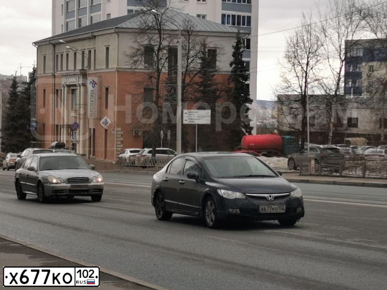 Фото автомобиля HONDA CIVIC, 2008 — госномер Х677КО102. Цвет: ЧЕРНЫЙ