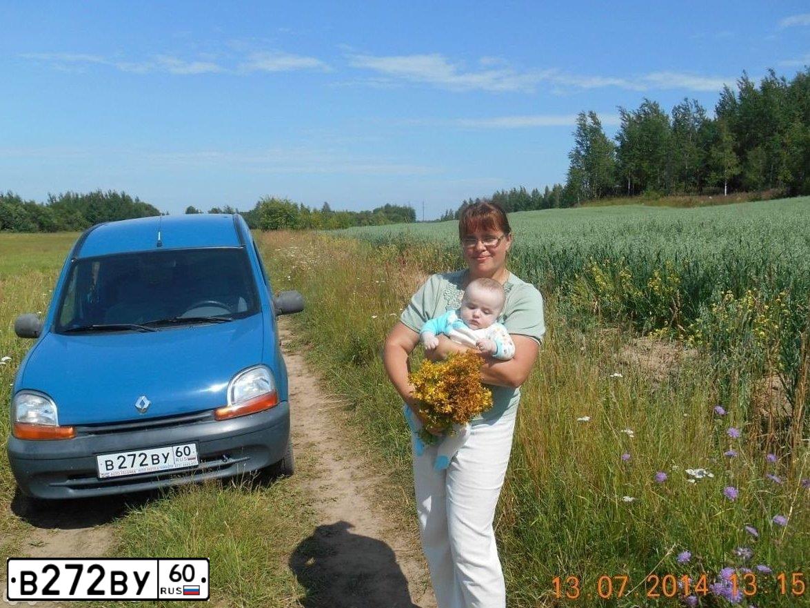 Фото автомобиля RENAULT KANGOO, 2001 — госномер В272ВУ60. Цвет: синий