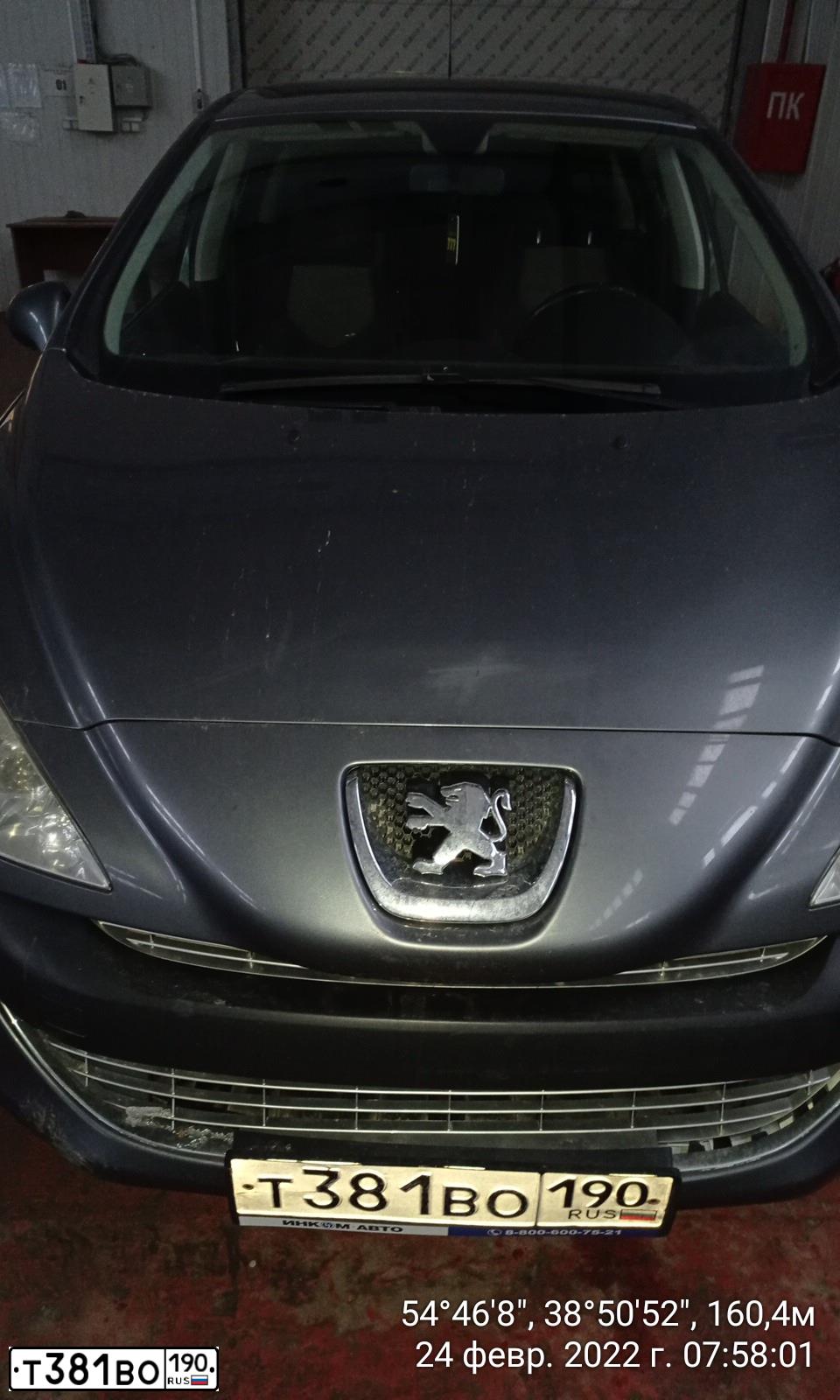 Фото автомобиля PEUGEOT 308, 2010 — госномер Т381ВО190. Цвет: ТЕМНО-СЕРЫЙ