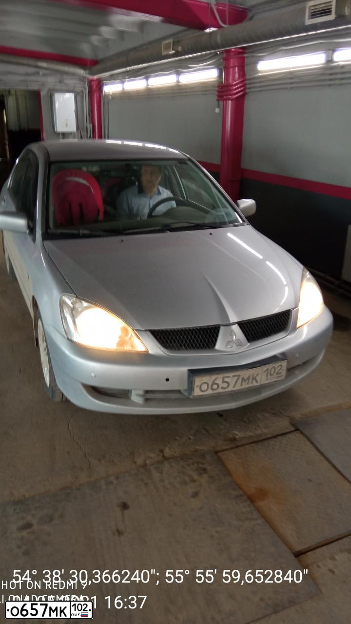 Фото автомобиля MITSUBISHI LANCER, 2007 — госномер О657МК102. Цвет: СЕРЕБРИСТЫЙ