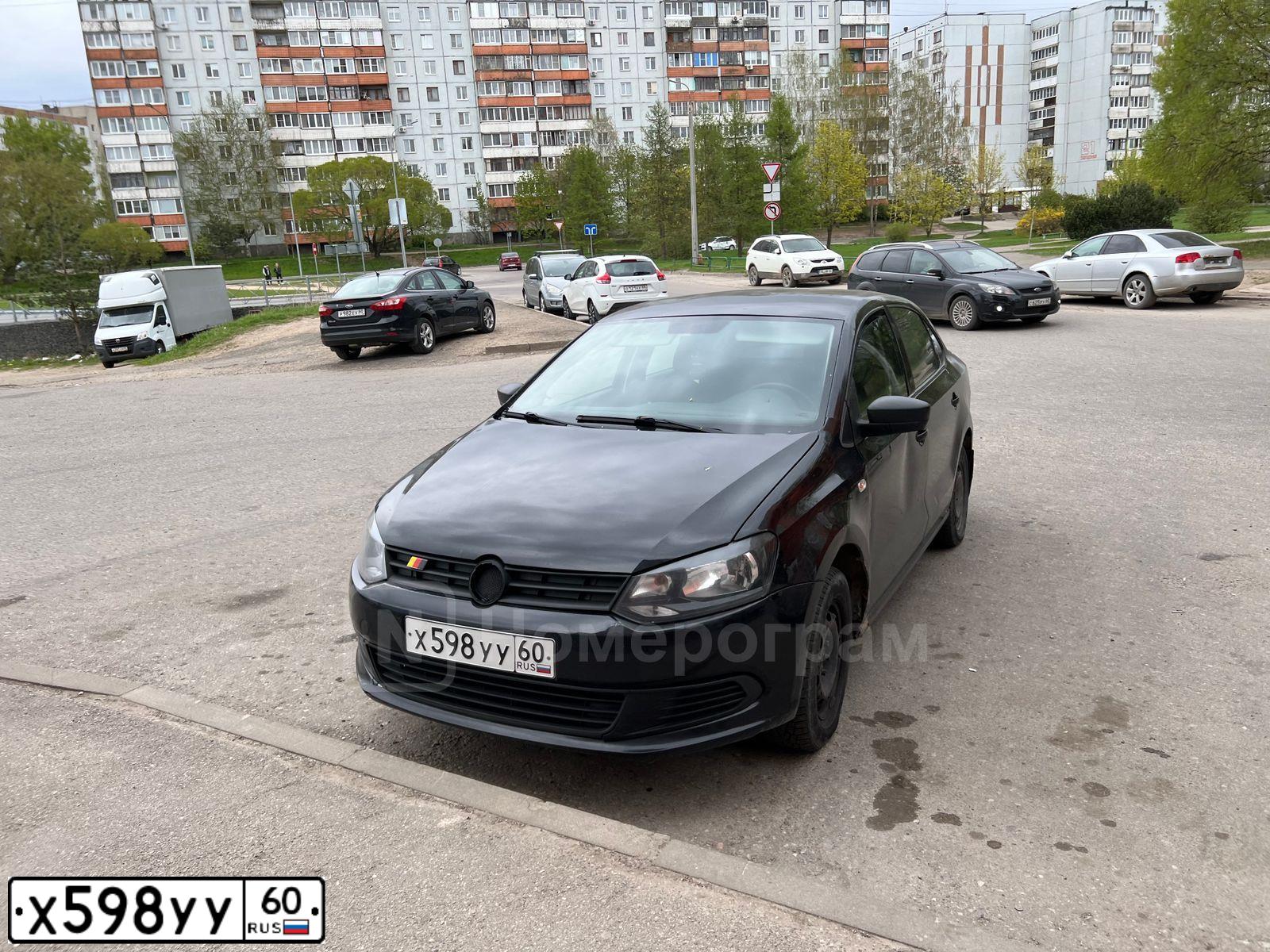 Фото автомобиля VOLKSWAGEN POLO, 2011 — госномер Х598УУ60. Цвет: ЧЕРНЫЙ