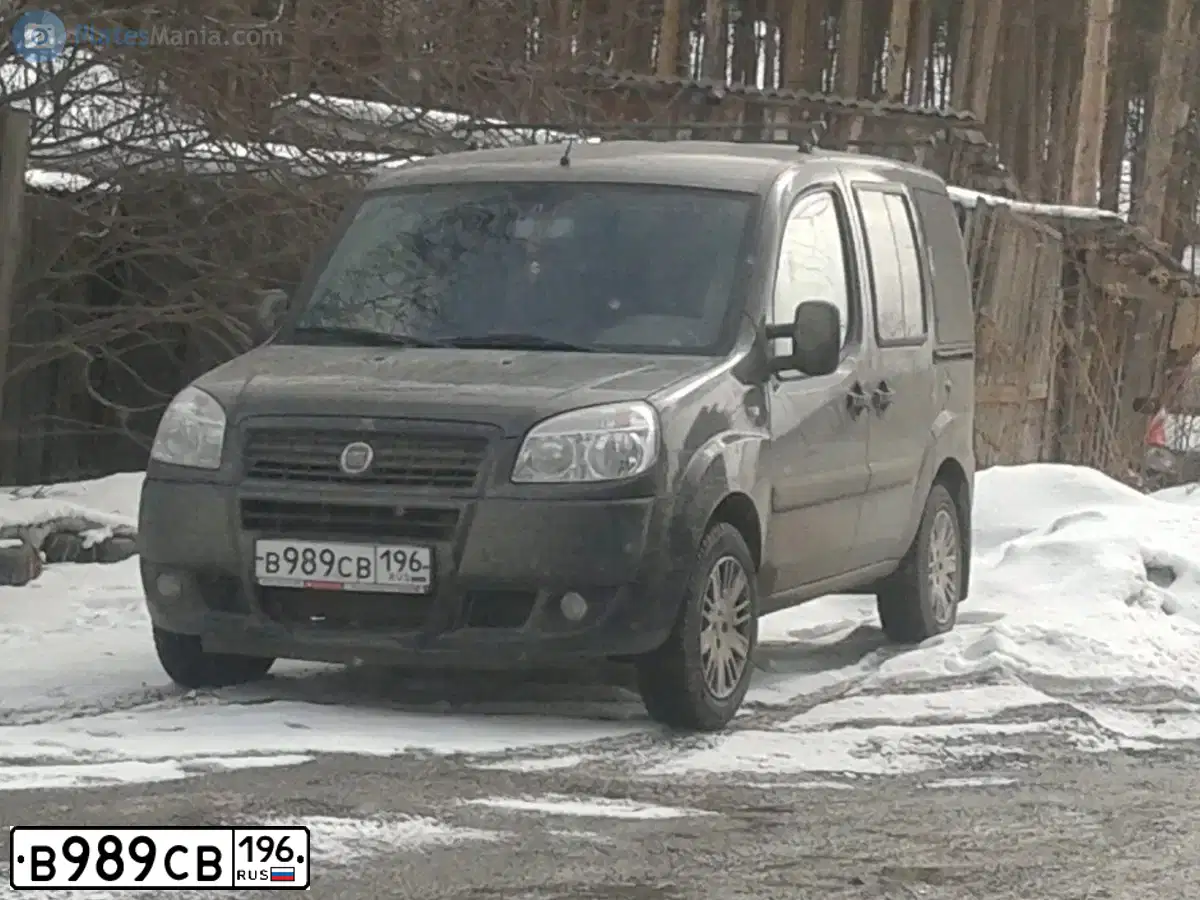 Фото автомобиля FIAT DOBLO, 2014 — госномер В989СВ196. Цвет: ЧЕРНЫЙ