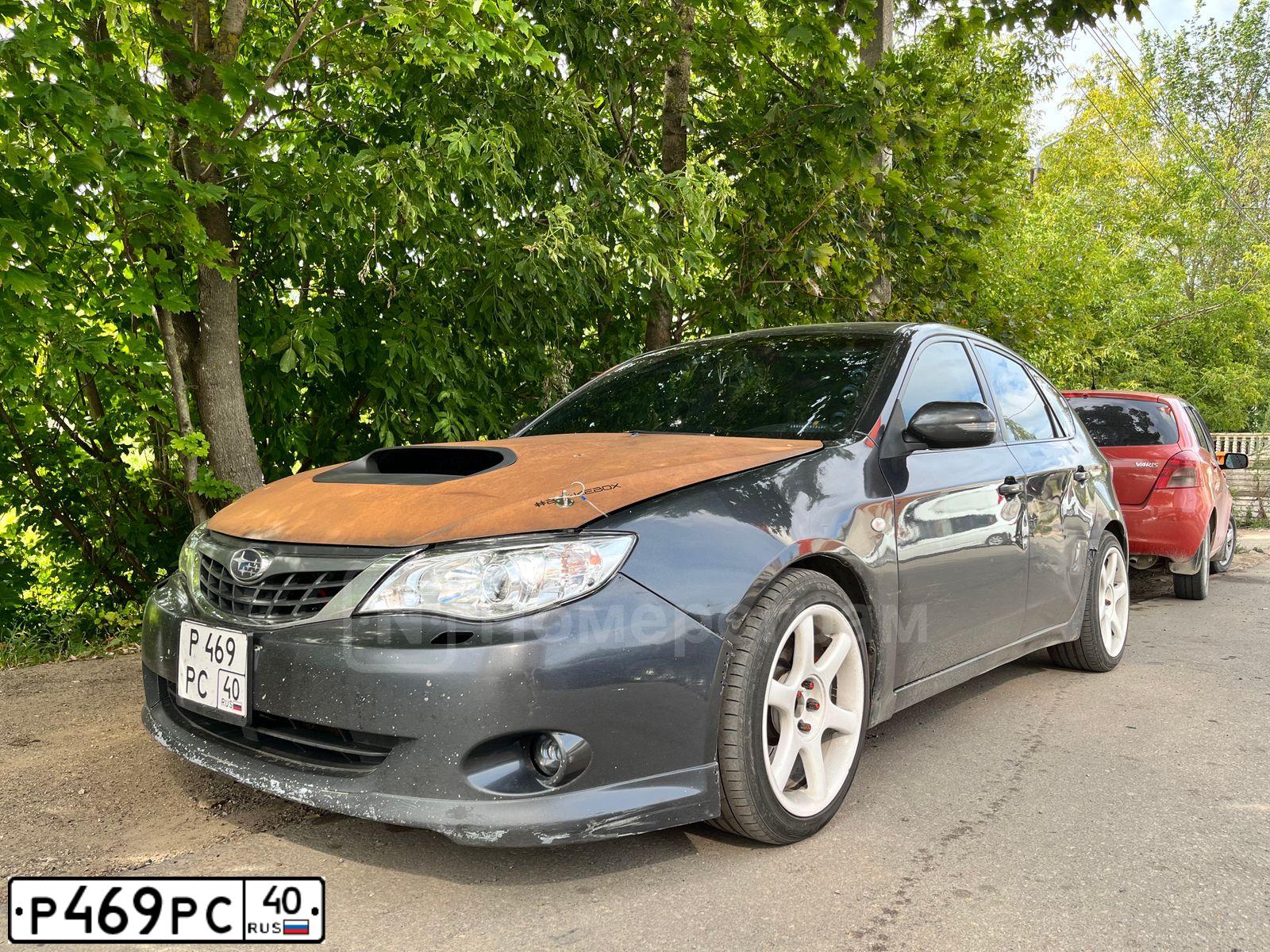 Фото автомобиля SUBARU IMPREZA, 2007 — госномер Р469РС40. Цвет: СЕРЫЙ