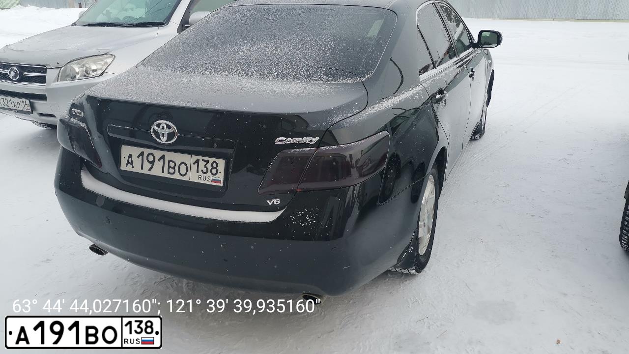 Фото автомобиля TOYOTA CAMRY, 2007 — госномер А191ВО138. Цвет: ЧЕРНЫЙ