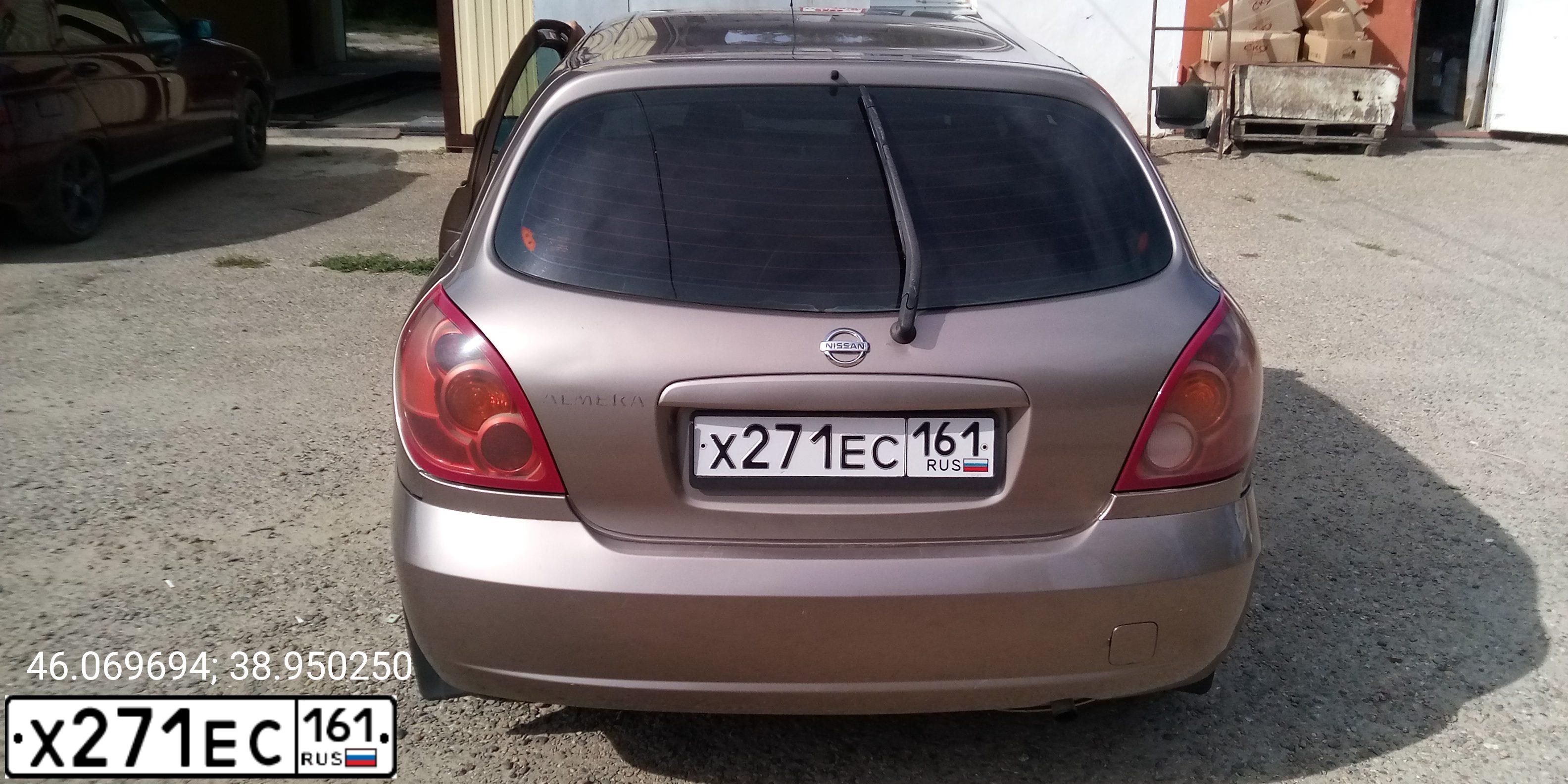 Фото автомобиля NISSAN ALMERA, 2005 — госномер Х271ЕС161. Цвет: ТЕМНО-БЕЖЕВЫЙ