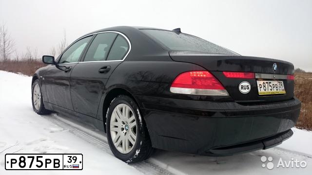 Фото автомобиля BMW SERIE 7, 2003 — госномер Р875РВ39. Цвет: ЧЕРНЫЙ