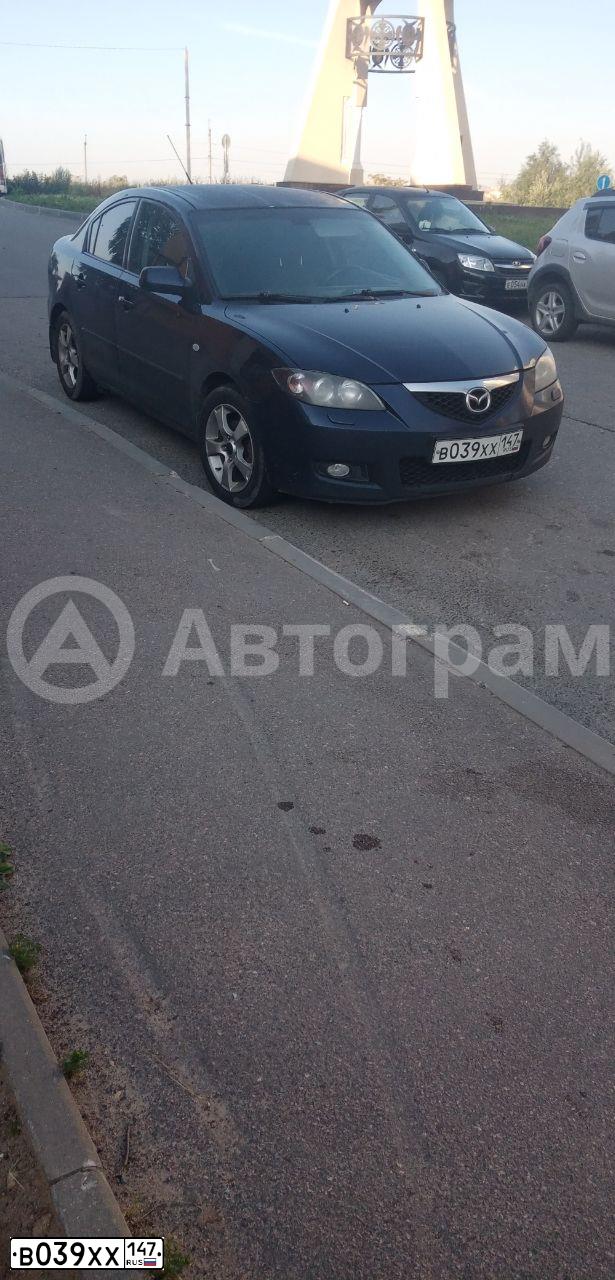 Фото автомобиля MAZDA 3, 2008 — госномер В039ХХ147. Цвет: Темно-синий