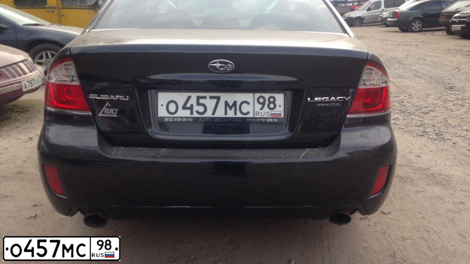 Фото автомобиля SUBARU LEGACY, 2008 — госномер О457МС98. Цвет: ЧЕРНЫЙ