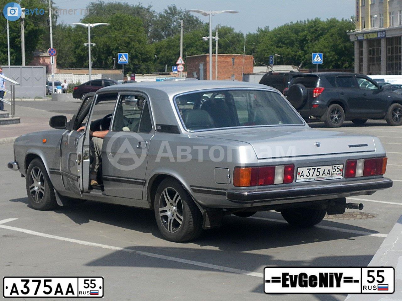 Фото автомобиля GAZ 3102 WOLGA, 2004 — госномер А375АА55. Цвет: СЕРЫЙ