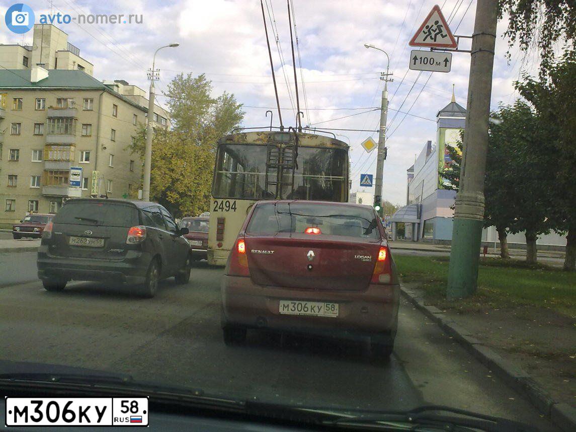 Фото автомобиля RENAULT LOGAN, 2008 — госномер М306КУ58. Цвет: КРАСНЫЙ